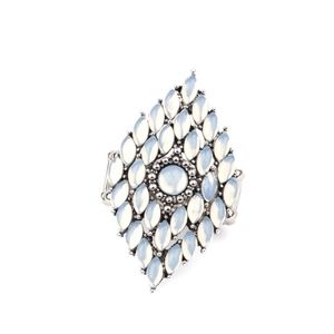 Incandescently Irresistible White Cat's Eye Stone Ring